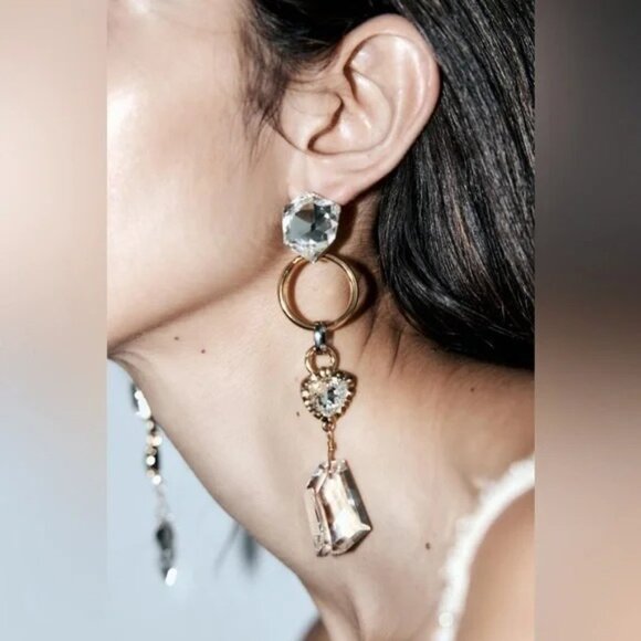 ZARA Mismatched Metal and Glass Earrings NWT ✨🔥💖✨✨✨ - Picture 3 of 7